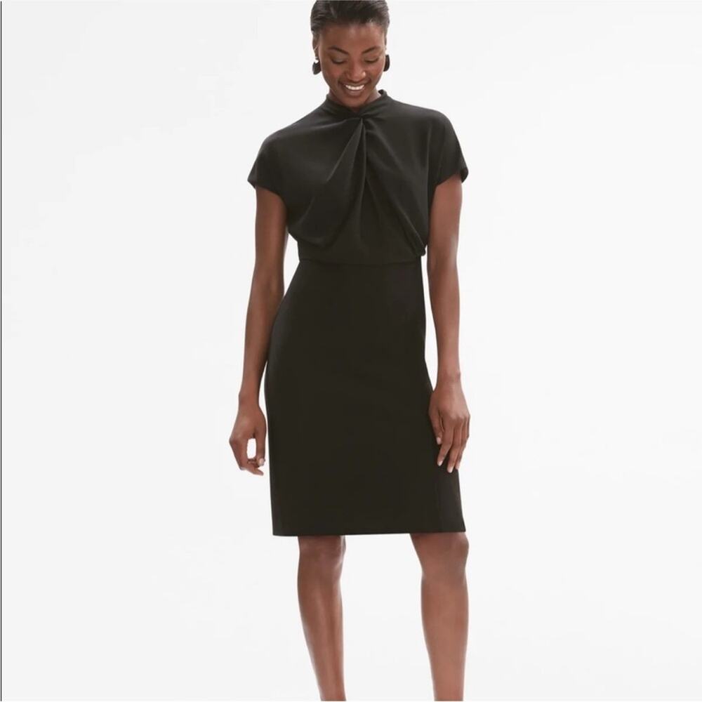 MM Lafleur The Adelaide Black Crepe Twist High neck Dress 4 LBD
